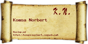 Komsa Norbert névjegykártya